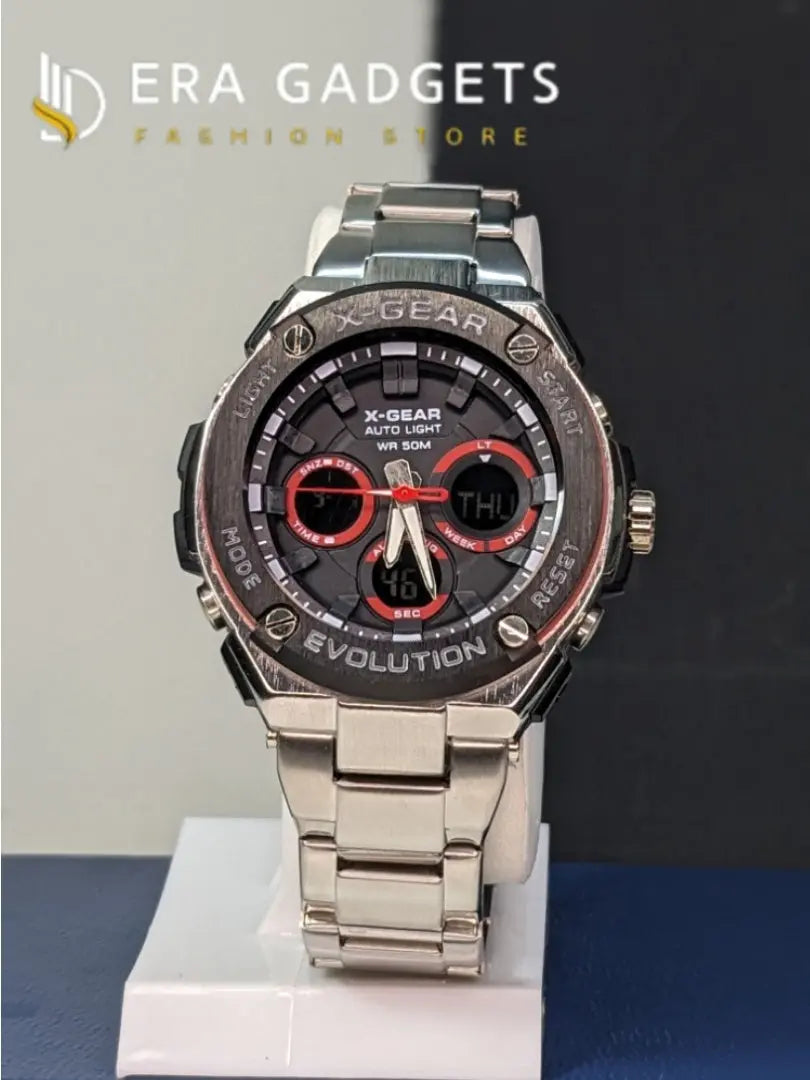 Silver Red X-Gear Evolution Chain Straps Sports Watch